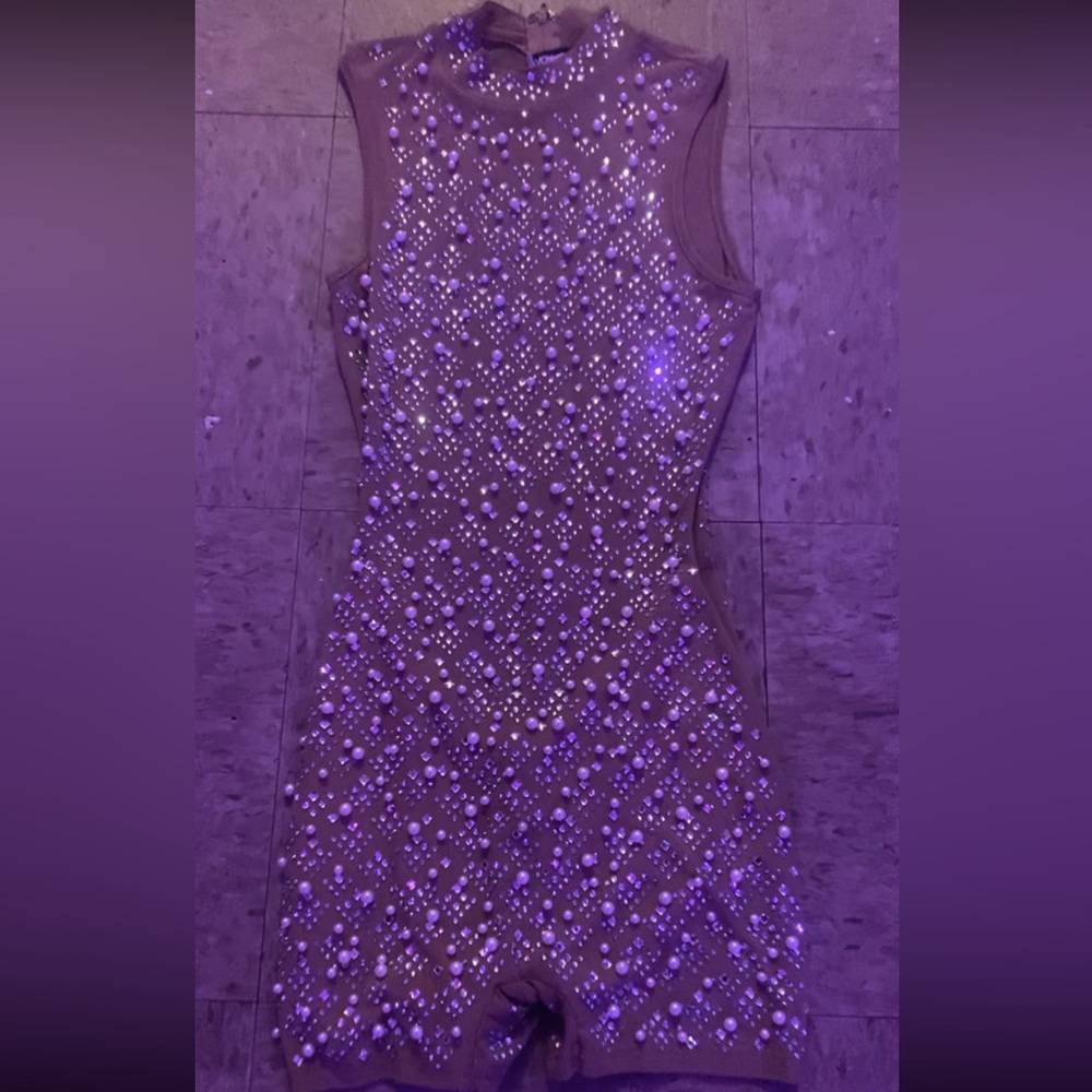 Fashion Nova Purple Embellished Romper